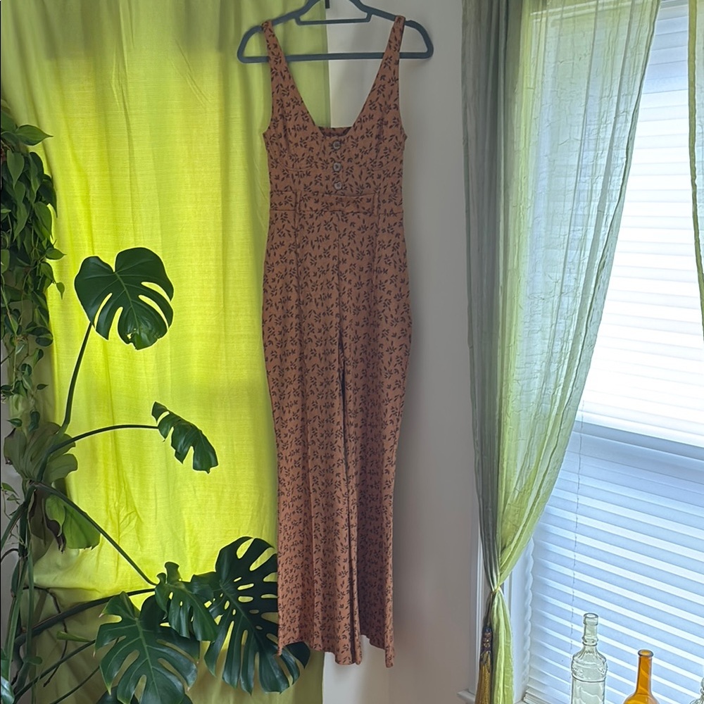 Free People Brown Floral Jumpsuit